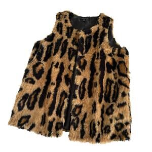 Romeo & Juliet Couture Y2K Faux Leopard Print Mob Wife Fur Vest Size Medium